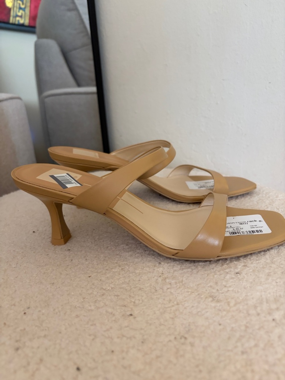 Dolce Vita Tan Strappy Mule Heels